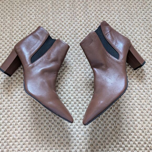 AMALFI By Rangoni Isole Brown Leather Chelsea Block Heel Ankle Boots Size 12.5 M - Picture 2 of 9